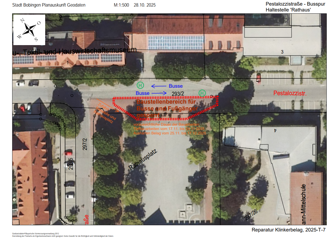 Übersichtsplan Tiefbauarbeiten Haltestelle "Rathaus"