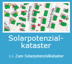 Banner: Solarpotenzialkataster - mit Untertitel "Zum Solarpotenzialkataster"